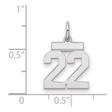 Sterling Silver/Rhodium-plated Polished Number 22 Charm - QS-847FD0D0-4774