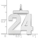 Sterling Silver/Rhodium-plated Polished Number 24 Charm - QP-78C2DB96-2376