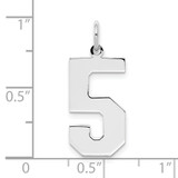 Sterling Silver/Rhodium-plated Polished Number 5 Charm - QP-1BA105B2-7560