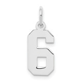 Sterling Silver/Rhodium-plated Polished Number 6 Charm - QS-377E1728-7315