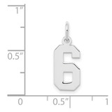 Sterling Silver/Rhodium-plated Polished Number 6 Charm - QS-377E1728-7315