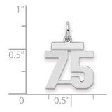 Sterling Silver/Rhodium-plated Polished Number 75 Charm