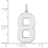 Sterling Silver/Rhodium-plated Polished Number 8 Charm - QP-F74B518D-9546