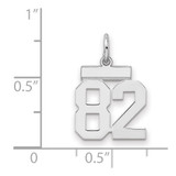 Sterling Silver/Rhodium-plated Polished Number 82 Charm