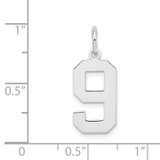 Sterling Silver/Rhodium-plated Polished Number 9 Charm - QM-7A784E74-8339
