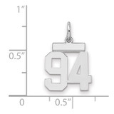 Sterling Silver/Rhodium-plated Polished Number 94 Charm