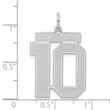 Sterling Silver/Rhodium-plated Satin Number 10 Charm - QP-06F2ABA0-8114