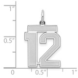 Sterling Silver/Rhodium-plated Satin Number 12 Charm - QP-63546AA6-4694