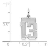 Sterling Silver/Rhodium-plated Satin Number 13 Charm - QP-3A120762-7742