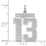 Sterling Silver/Rhodium-plated Satin Number 13 Charm - QP-8625EBB8-8175