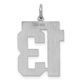 Sterling Silver/Rhodium-plated Satin Number 13 Charm - QP-8625EBB8-8175