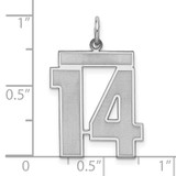 Sterling Silver/Rhodium-plated Satin Number 14 Charm - QP-75383C11-7140