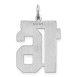 Sterling Silver/Rhodium-plated Satin Number 16 Charm - QP-165EB7FC-2204