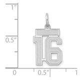Sterling Silver/Rhodium-plated Satin Number 16 Charm - QP-9987127B-2630