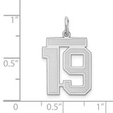 Sterling Silver/Rhodium-plated Satin Number 19 Charm - QP-0082DE2B-4170