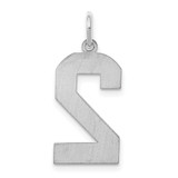 Sterling Silver/Rhodium-plated Satin Number 2 Charm - QP-3C9949D0-9507