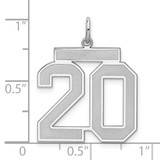 Sterling Silver/Rhodium-plated Satin Number 20 Charm - QP-79FA59A0-8293