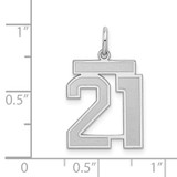 Sterling Silver/Rhodium-plated Satin Number 21 Charm - QP-13999851-3454
