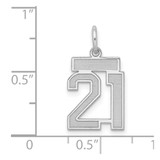 Sterling Silver/Rhodium-plated Satin Number 21 Charm - QP-75D6299A-9082