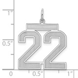 Sterling Silver/Rhodium-plated Satin Number 22 Charm - QP-9C6A3698-4104