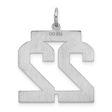 Sterling Silver/Rhodium-plated Satin Number 22 Charm - QP-9C6A3698-4104