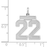 Sterling Silver/Rhodium-plated Satin Number 22 Charm - QP-D4C10AA2-4481