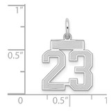 Sterling Silver/Rhodium-plated Satin Number 23 Charm - QP-B0A5389E-2675