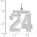 Sterling Silver/Rhodium-plated Satin Number 24 Charm - QP-340631F7-7948