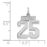 Sterling Silver/Rhodium-plated Satin Number 25 Charm - QP-61F9A9FC-6225