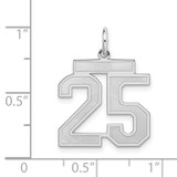 Sterling Silver/Rhodium-plated Satin Number 25 Charm - QP-9A7FF397-2464