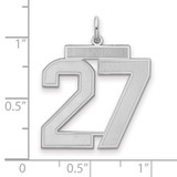 Sterling Silver/Rhodium-plated Satin Number 27 Charm - QP-64E0DF9C-2653