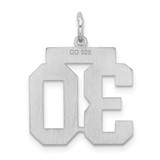Sterling Silver/Rhodium-plated Satin Number 30 Charm - QP-773AFDBA-1850