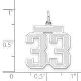 Sterling Silver/Rhodium-plated Satin Number 33 Charm - QP-D9C6C3B7-1658