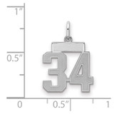 Sterling Silver/Rhodium-plated Satin Number 34 Charm - QP-38E8FB88-2536