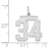 Sterling Silver/Rhodium-plated Satin Number 34 Charm - QP-4FB3E3A4-5474