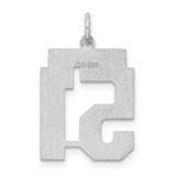 Sterling Silver/Rhodium-plated Satin Number 51 Charm - QP-C62AA07F-9571