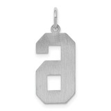 Sterling Silver/Rhodium-plated Satin Number 6 Charm - QP-77073388-6655