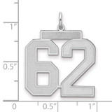 Sterling Silver/Rhodium-plated Satin Number 62 Charm - QP-E819EAFE-6264