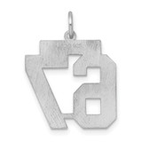Sterling Silver/Rhodium-plated Satin Number 67 Charm