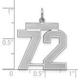 Sterling Silver/Rhodium-plated Satin Number 72 Charm - QP-09BD839D-7912