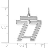 Sterling Silver/Rhodium-plated Satin Number 77 Charm - QP-0225455A-1477