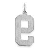 Sterling Silver/Rhodium-plated Satin Number 9 Charm - QP-FC1CFFA5-6275