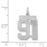 Sterling Silver/Rhodium-plated Satin Number 91 Charm