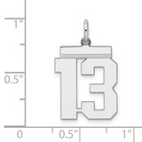 Sterling/Silver Rhodium-plated Polished Number 13 Charm