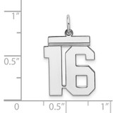 Sterling/Silver Rhodium-plated Polished Number 16 Charm