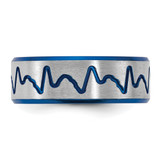 Titanium Brushed Blue IP-plated Heartbeat 8mm Band - TB-BF870651-3478