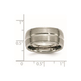 Titanium Grooved Ridged Edge 10mm Brushed and Polished Band - TB-63CF7669-8183