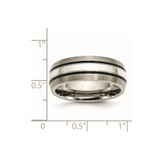 Titanium Grooved Sterling Silver Inlay 8mm Brushed/Antiqued Band - TB-C15CAC32-4593