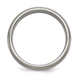 Titanium Ridged Edge Sterling Silver Inlay 8mm Brushed/Polished Band - TB-4B61D939-2814