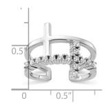True Fire Sterling Silver Rhodium-plated Double Cross CZ Open Back Ring - QR-39A157AD-2723